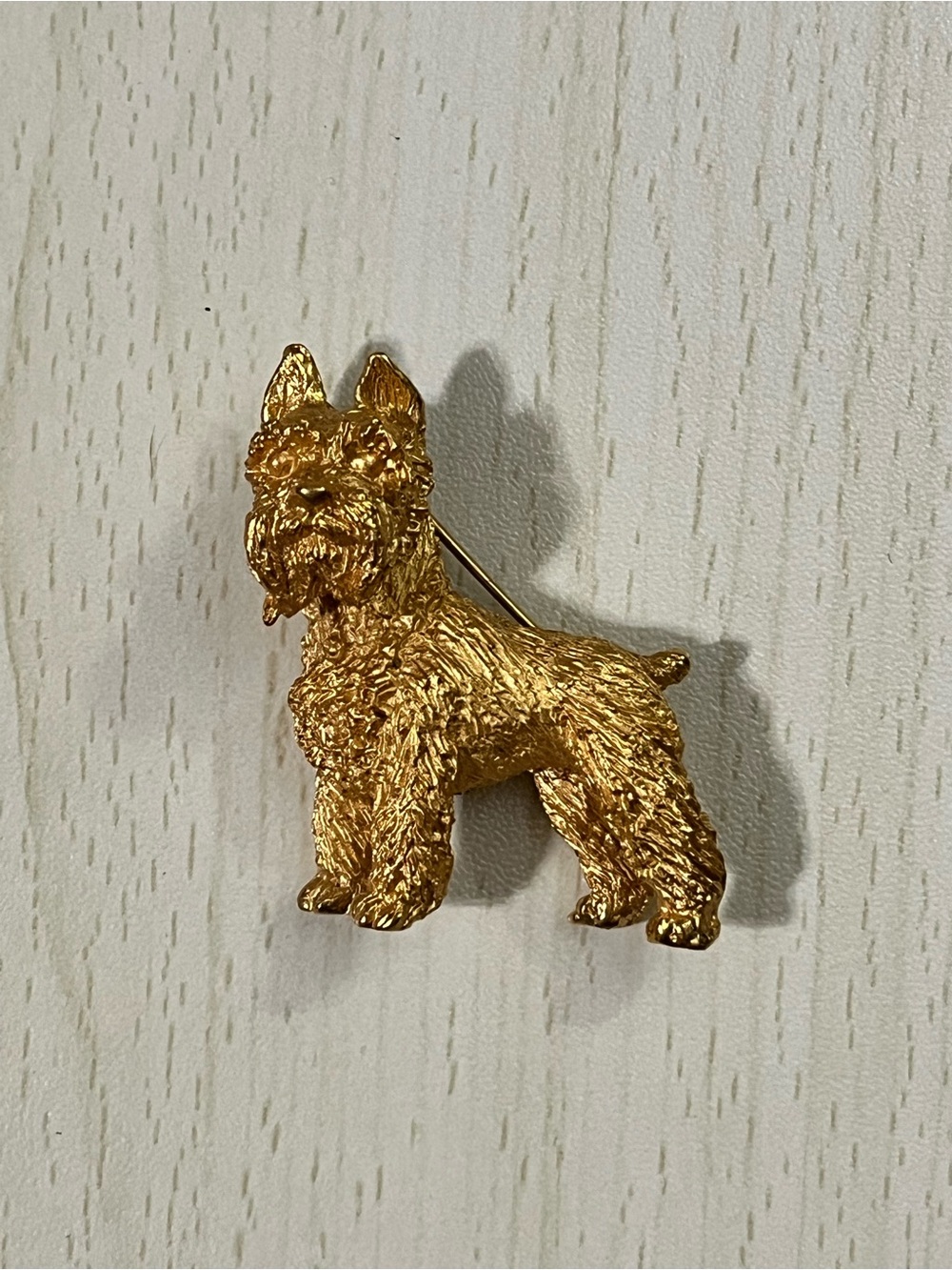 Gold Trifari Terrier Dog Brooch Pin